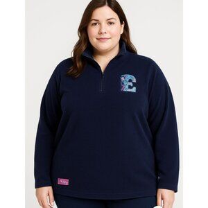 Vintage Disney Plus Pullover Fleece – Navy Blue Quarter Zip – Size 1X